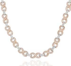 Collar de Plata con Cadena de Eslabones Infinitos y Diamantes de Imitación CZ de 15 mm, Estilo Baguette, Personalizado - Product Image 1