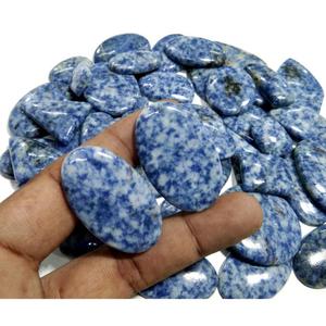 Pierre précieuse en jaspe bleu de qualité AAA, pierre naturelle polie, cabochon en jaspe bleu, prix de gros, lot de pierres à motifs tachetés - Product Image 3