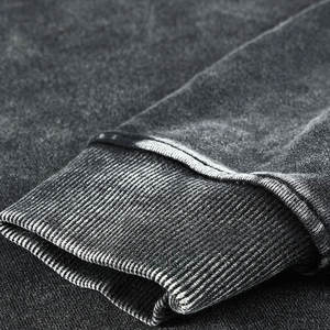 Wholesale Hot Sale Acid Wash Hoodie Factory Made Custom Solid <b>Black</b> Color Cotton <b>Fleece</b> <b>Men</b> Hoodie Oversize Acid Wash Hoodie - Product Image 5