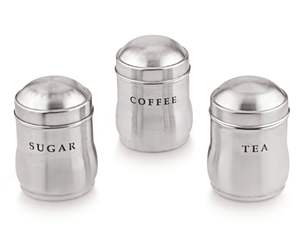 Stainless Steel <b>Kitchen</b> Countertop <b>Canister</b> <b>Set</b> Metal Cylinder for Tea Coffee & Sugar Heatable Features for Wedding - Product Image 1