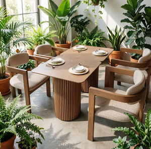 Chaise de salle à manger moderne en bois avec revêtement en tissu et pieds en bois pour l'ameublement de la maison - Product Image 2