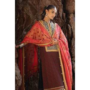 Conjunto de Traje de Chifón Bordado de 3 Piezas Sin Coser con Dupatta Bordada con Laca Dorada BM-52017 Accesorios de Moda para Mujer - Product Image 6