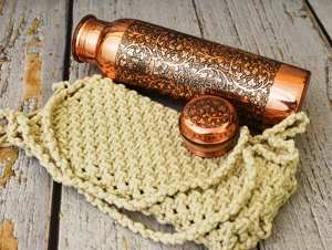 Bouteille d'eau en cuivre 100% traditionnelle imprimée-Éco-consciente et durable - Product Image 3