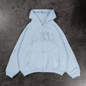 Sweat à capuche décontracté uni zippé OEM vente en gros de vestes à capuche avec fermeture éclair complète, poche kangourou, fournisseur de sweats à capuche en coton confortables - Product Image 5