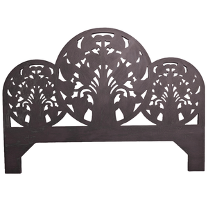 Tête de lit en bois sculpté bohème faite à la main, art mural sculpté à la main, tête de lit en bois suspendue, tête de lit noire antique vintage, décoration de lit - Product Image 5