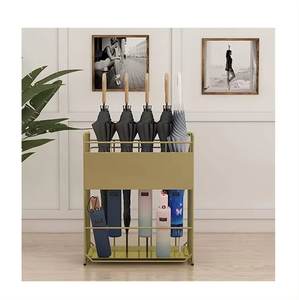 Set of 2 Metal Wire Umbrella Stand in Round Shape for Home Living Area Decor Golden <b>Rain</b> <b>Gear</b> Umbrella Storage Stand - Product Image 5