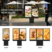 Écran de menu numérique LCD extérieur pour drive-thru, étanche IP65, affichage de menu de restaurant avec contrôle intelligent de la température
