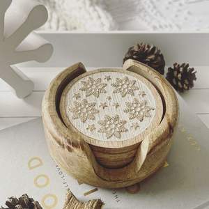 Usine directe en gros à la main en bois de manguier sous-verres ustensiles de cuisine tasse sous-verre pour une utilisation de table décor de cuisine tapis et tampons - Product Image 5