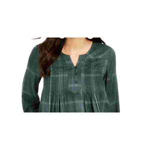 Top in Popeline a Quadri da Donna Style & Co con Colletto Asimmetrico, Vestibilità Ampia per Autunno e Primavera, Taglia Unica e XL Disponibili, Verde - Product Image 2