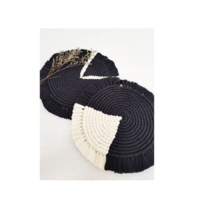 Multiple Color Hot Selling Handmade Cotton Macrame Potholder Fringe Macrame Candle Coaster Woven Placemat for Kitchenware - Product Image 1