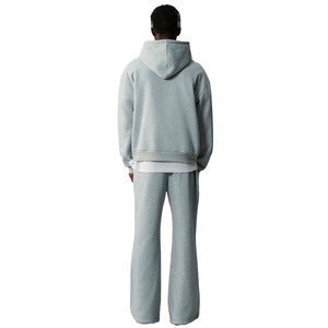 Ensemble survêtement homme en molleton gris clair et pantalon de jogging à jambes larges pour l'hiver, streetwear, acheteurs OEM et approvisionnement en gros mondial - Product Image 2
