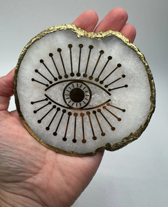 Posavasos de ágata blanca auténticos hechos a mano al por mayor con baño de oro Belleza natural Comprar al por mayor - Product Image 2