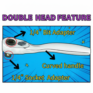 Manivela de Trinquete Industrial de Doble Cabeza con Mango Curvo, 72T X 90mmL, ODM OEM DIY - Product Image 3