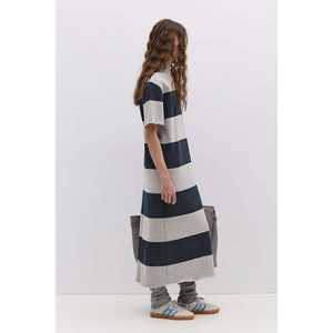 Vestido Midi a Rayas con Cuello Cerrado y Abertura - Product Image 2