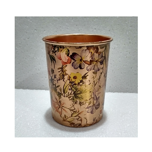 Stainless Steel Water Glass with <b>Printed</b> lotus Design 4 Different Designing Modern Stainless Steel Water Glass - Product Image 3