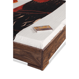 Lit Queen Moderne Midcentury en bois massif avec acajou, chêne, teck, pin, contreplaqué, tissu recouvert pour la maison et l'hôtel, l'appartement - Product Image 4