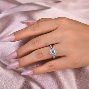 Bague de fiançailles personnalisée en moissanite, or massif 14 carats, pierres créées en laboratoire, sertissage à griffes, forme personnalisée, certifiée GIA, tendance - Product Image 4