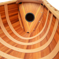 K034M Canot en bois artisanal léger à coque courbée, finition mate, 1 personne, décor nautique vintage, uniquement pour exposition, thème maritime