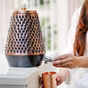 Traditional Printed Copper <b>Water</b> Pot Handmade <b>Dispenser</b> With Tap for Home Floral Printed Copper <b>Water</b> <b>Dispenser</b> at Best Price - Product Image 3