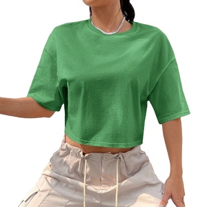 2025 camisetas transpirables con logotipo personalizado para mujer, Camiseta corta con estampado de algodón liso, camiseta con pantalla para mujer - Product Image 5