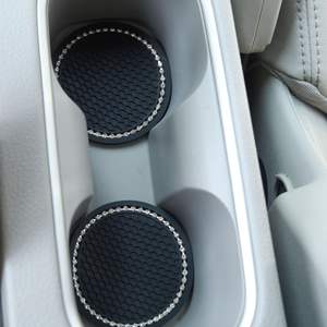 Wild Bottle <b>Car</b> <b>Coaster</b> Black PVC Sparkly Crystal Anti Slip Front Seat Cup Holder Insert Auto Accessory - Product Image 4
