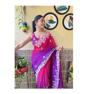 Exclusivo Premium Bollywood diseñador étnico Georgette Saree Indian Fashion Crush Work Exclusivo Fancy Party Wear para adultos - Product Image 1