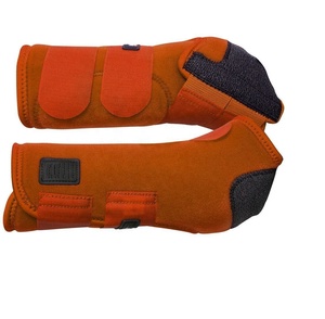 Bottes de protection pour chevaux en néoprène couleur unie orange pour la protection des jambes, l'entraînement équestre et l'équitation - Instruments de soins équestres - Product Image 4