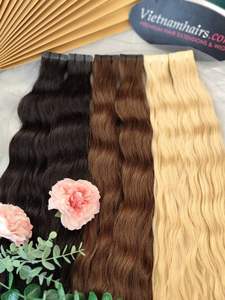 Cheveux vierges Remy bruts à cuticules intactes de qualité supérieure, en bandes, tissage vietnamien double trame, disponibles en plusieurs couleurs, prix abordable - Product Image 2