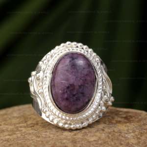 Mejor venta Natural púrpura Charoite anillo 925 plata esterlina piedra preciosa hecha a mano 10x14mm forma ovalada Boho declaración joyería Mujer - Product Image 5