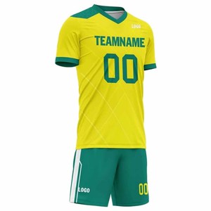 Uniformes de Fútbol Sublimados con Logotipo Personalizado, Conjunto de Camiseta de Fútbol Amarilla y Verde, Manga Corta, Transpirable, de Secado Rápido, para Hombre - Product Image 4
