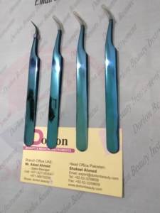 Pince à cils Plasma bleue professionnelle pince à cils en acier inoxydable pince à épiler pointue semi incurvée pour l'extension des cils - Product Image 2