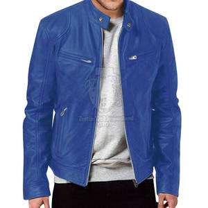 Veste en cuir pour homme de haute qualité avec logo personnalisé en gros, col montant, logo sur le devant, imperméable, pour usage extérieur, veste d'hiver - Product Image 1