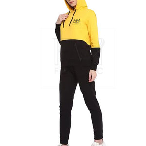 Bel ensemble de survêtement deux pièces pour femmes en coton/polyester léger séchage rapide à manches longues hiver coupe skinny style personnalisé - Product Image 4