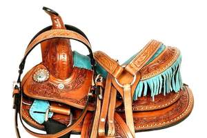 Selle occidentale en daim TORQUIEST en cuir naturel authentique sculpture à la main avec raccords en acier et fer pour l'équitation - Product Image 4