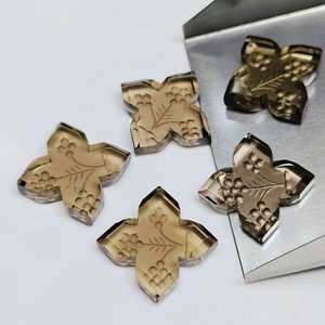 Pierre précieuse en quartz fumé naturel en forme de fleur, 14 mm, sculptée à la main, pour la fabrication de bijoux et d'artisanat - Product Image 4