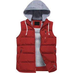 Chaleco a prueba de viento informal de invierno para hombre, chaqueta acolchada gruesa sólida con capucha desmontable, cierre de cremallera, tela exterior cálida - Product Image 4