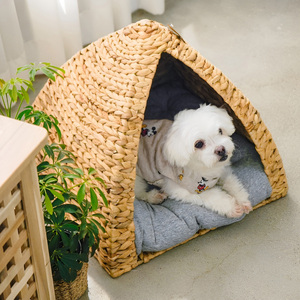 Two tiers <b>indoor</b> pet house wholesale dog <b>cat</b> furniture woven water hyacinth <b>cage</b> houses for pets - Product Image 2