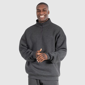 Sweat-shirts thermiques à fermeture éclair pour hommes, 100% coton, de qualité luxueuse, surdimensionnés, en éponge française, avec logo imprimé personnalisé, polaire d'hiver - Product Image 1