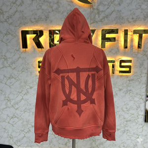 Sweat-shirt à capuche zippé oversize pour homme, couleur unie, style streetwear, en coton French Terry, anti-boulochage, design délavé, poche avant - Product Image 6