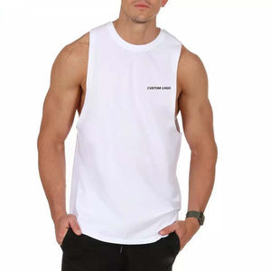 Fabricant personnalisé vierge 100% coton Gym Fitness musculation Logo imprimé Muscle Workout hommes Slim Fit sans manches débardeurs - Product Image 6