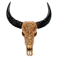Crâne de buffle/vache/bovin en corne brute pour la décoration, fabrication en Inde, matériau organique animal poli vintage