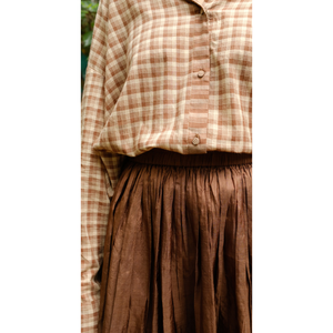 Camisa Oversize de Popelina de Algodón con Diseño de Doble Cuadros en Tono Tierra - Product Image 3