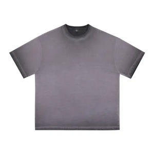 Camiseta de Hombre de Algodón Grueso, Lavado Ácido, Lisa, Transpirable, Oversize, con Logotipo Personalizado, Estilo Vintage - Product Image 4