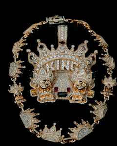 Chaîne et pendentif classiques pour homme en argent sterling 925 avec moissanite taille brillant VVS, testeur de diamant personnalisé, bijoux fins - Product Image 1