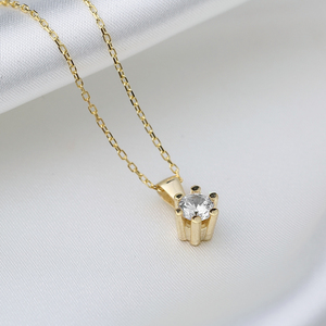 Collier à breloque en zircon à six griffes de conception ronde, bijoux en argent sterling 925 faits à la main en Turquie, vente en gros - Product Image 2