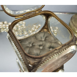 Boîte de rangement en verre biseauté fini Antique en laiton taille personnalisée pour la maison bijoux accessoires de maquillage boîte à bibelots boîte à bordure en laiton - Product Image 5