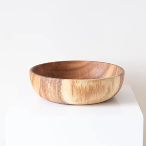 Eco-Friendly Acacia Wood Salad Bowl, Exquisite Round Wooden Bowls for Serving Food Pasta Salad Cereal <b>Dinnerware</b> From Vietnam - Product Image 5