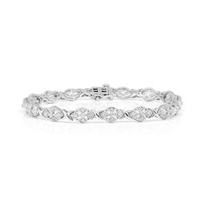 Round Diamond <b>Flower</b> Halo Design <b>Bracelet</b> - Product Image 2