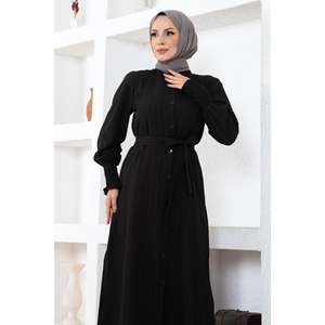 Ensemble décontracté 2 pièces style coréen noir MSW19233-1 avec haut et bas fendus, coupe ajustée, longueur midi, 100 % polyester - Product Image 2