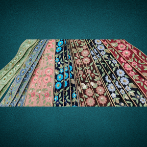 Garniture en dentelle de tulle brodé complexe Design floral coloré vibrant mode de mariage décor à la maison vêtements élégants sacs artisanat - Product Image 1